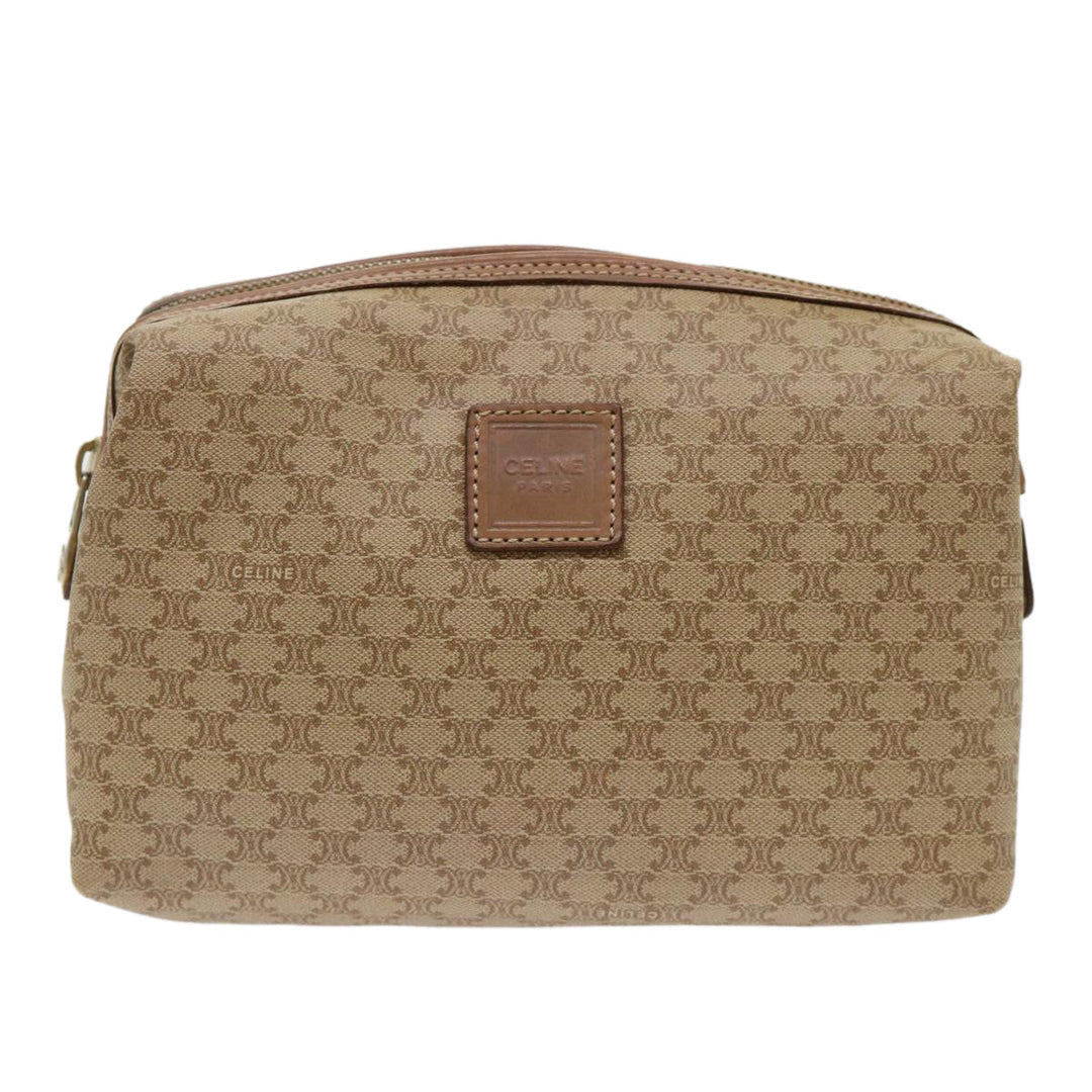 Celine Macadam Canvas Clutch Bag PVC Leather Beige  cl641