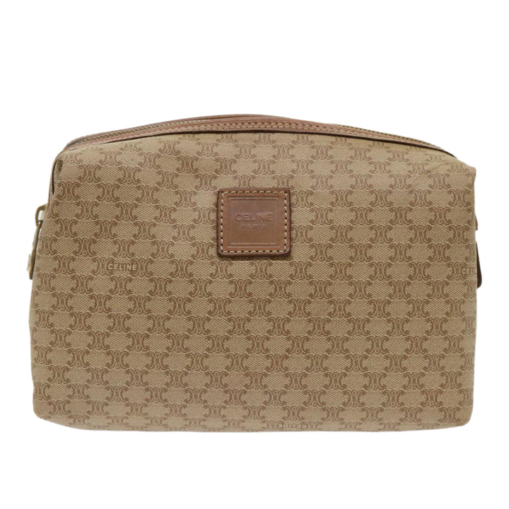 Celine Macadam Canvas Clutch Bag PVC Leather Beige  cl641