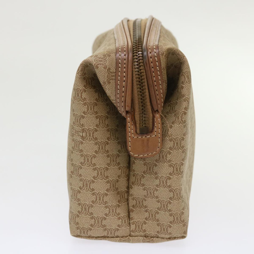 Celine Macadam Canvas Clutch Bag PVC Leather Beige  cl641