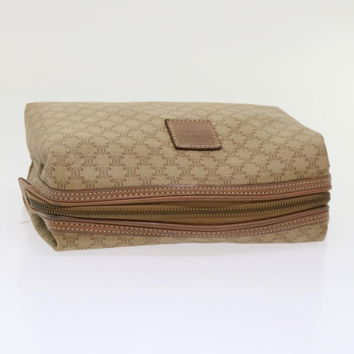 Celine Macadam Canvas Clutch Bag PVC Leather Beige  cl641