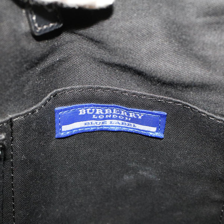 Burberry Blue Label Shoulder Bag Coated Canvas Black Auth cl755