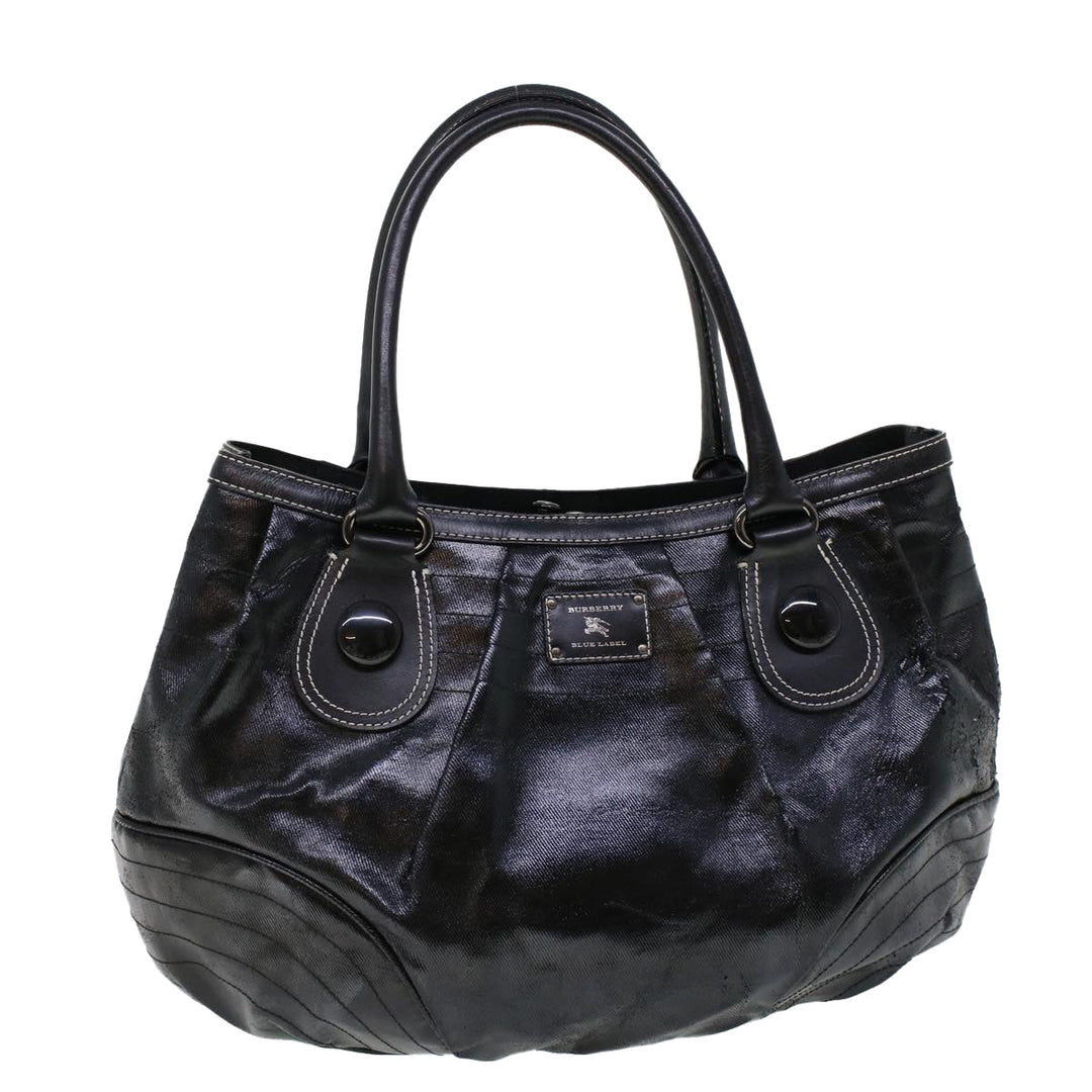 Burberry Blue Label Shoulder Bag Coated Canvas Black Auth cl755