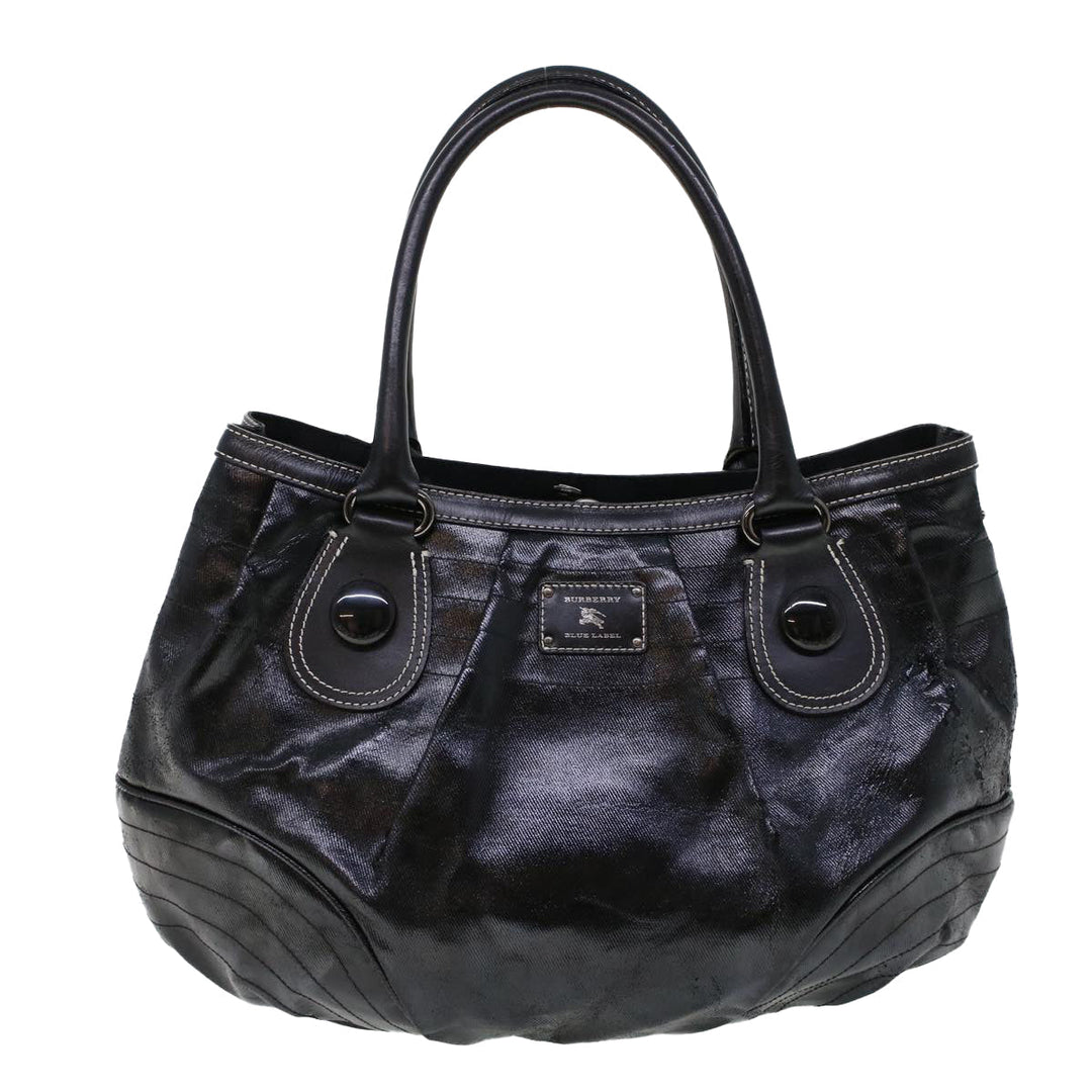 Burberry Blue Label Shoulder Bag Coated Canvas Black Auth cl755