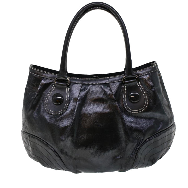 Burberry Blue Label Shoulder Bag Coated Canvas Black Auth cl755