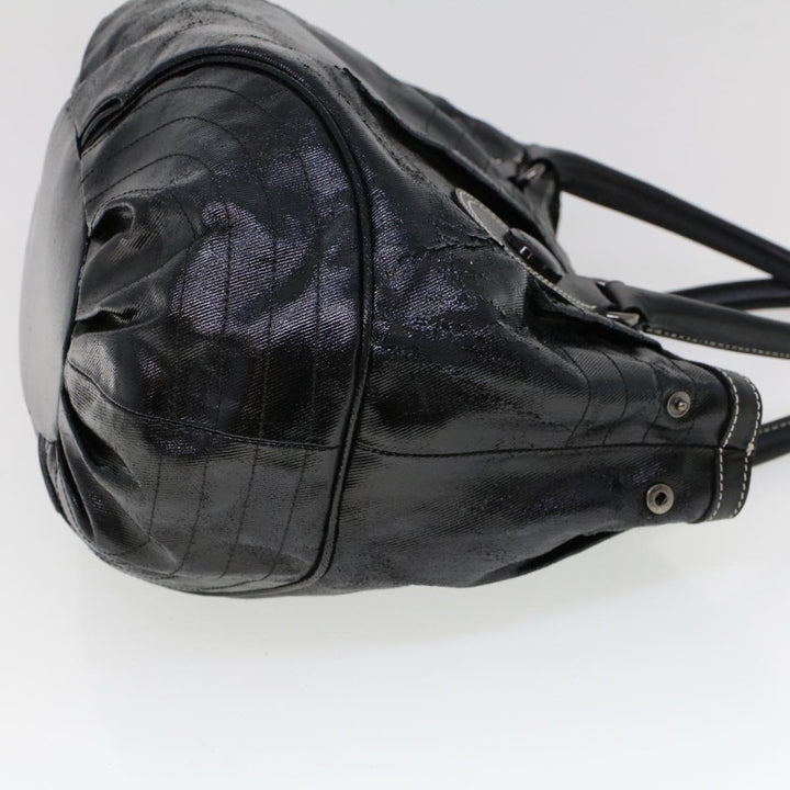 Burberry Blue Label Shoulder Bag Coated Canvas Black Auth cl755