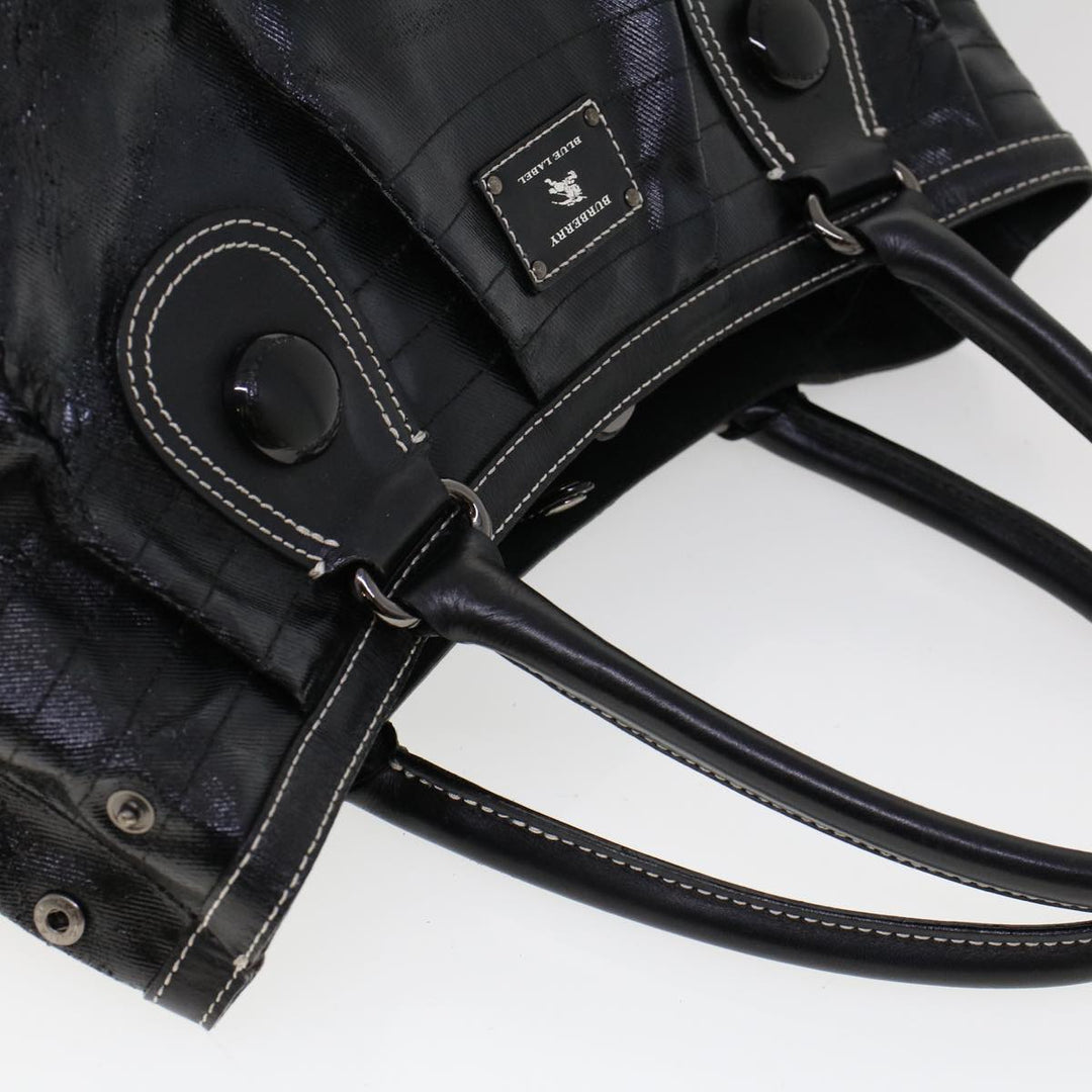 Burberry Blue Label Shoulder Bag Coated Canvas Black Auth cl755