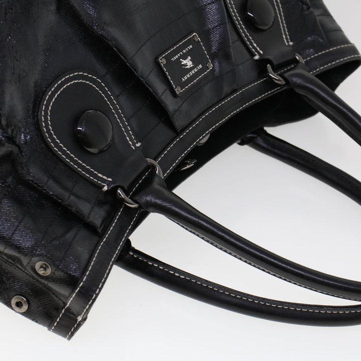 Burberry Blue Label Shoulder Bag Coated Canvas Black Auth cl755