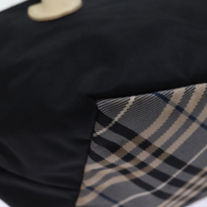Burberry Nova Check Blue Label Hand Bag Nylon Black Auth cl836