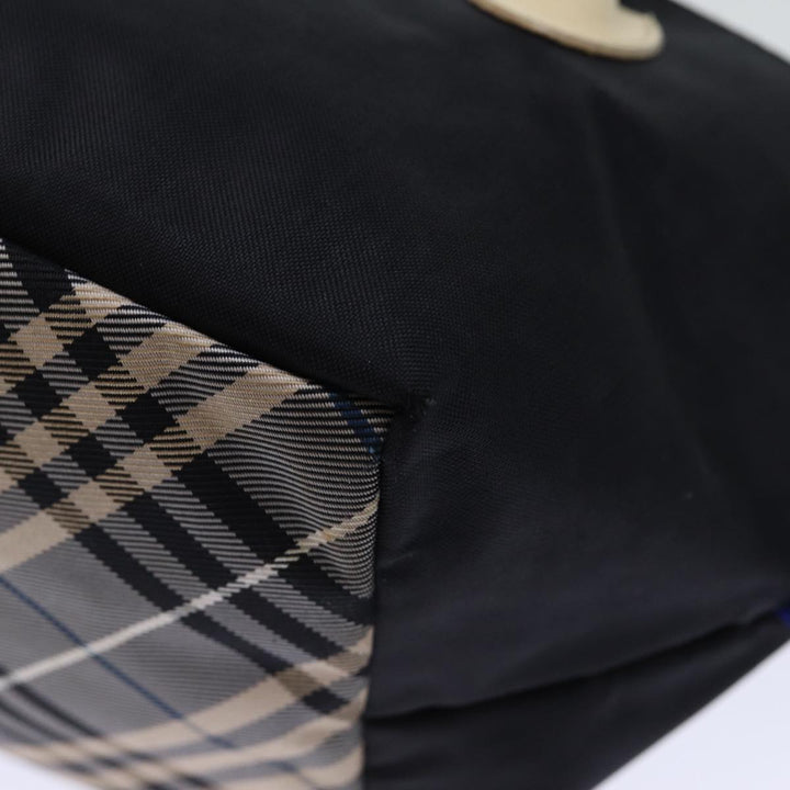 Burberry Nova Check Blue Label Hand Bag Nylon Black Auth cl836