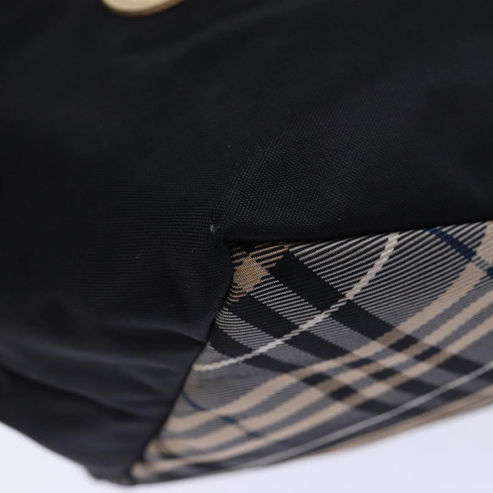 Burberry Nova Check Blue Label Hand Bag Nylon Black Auth cl836