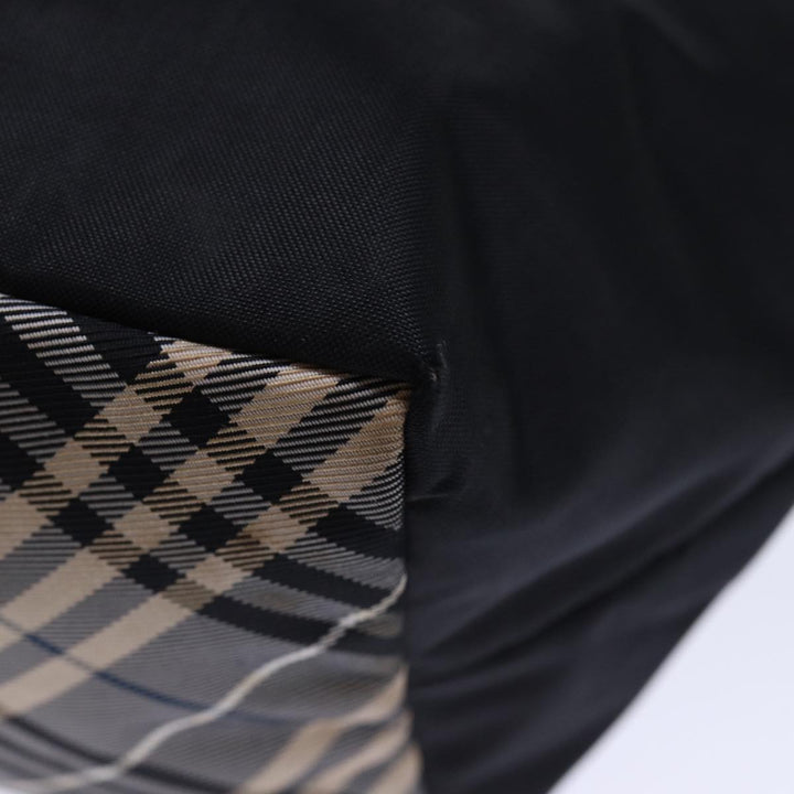Burberry Nova Check Blue Label Hand Bag Nylon Black Auth cl836