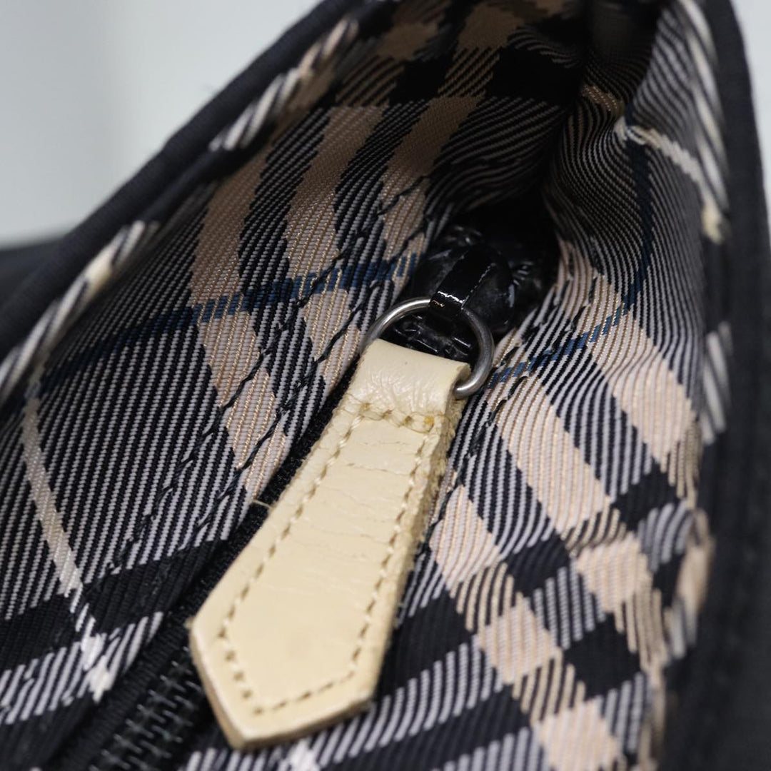 Burberry Nova Check Blue Label Hand Bag Nylon Black Auth cl836
