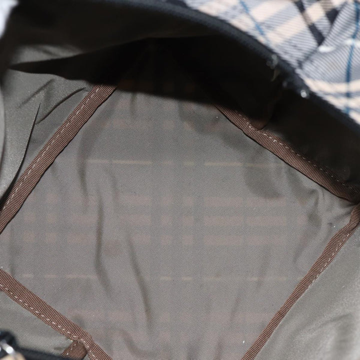 Top Quality Burberry Nova Check Blue Label Hand Bag Nylon Black Auth cl836