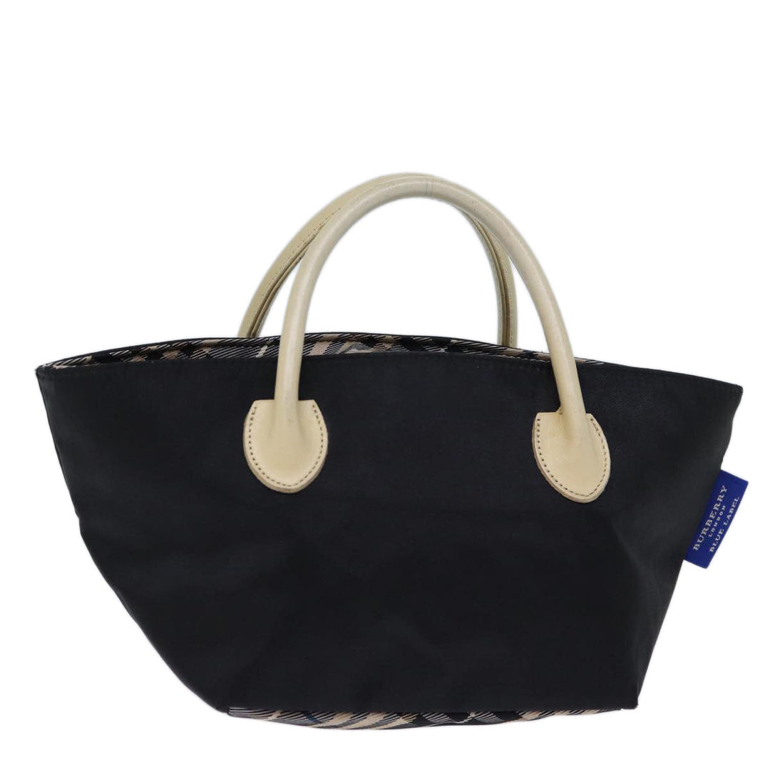 Burberry Nova Check Blue Label Hand Bag Nylon Black Auth cl836