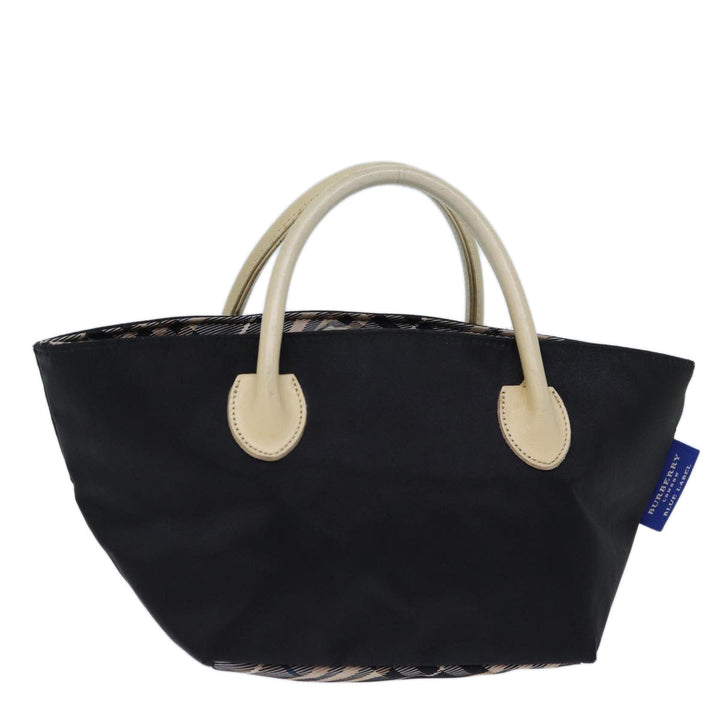 Burberry Nova Check Blue Label Hand Bag Nylon Black Auth cl836