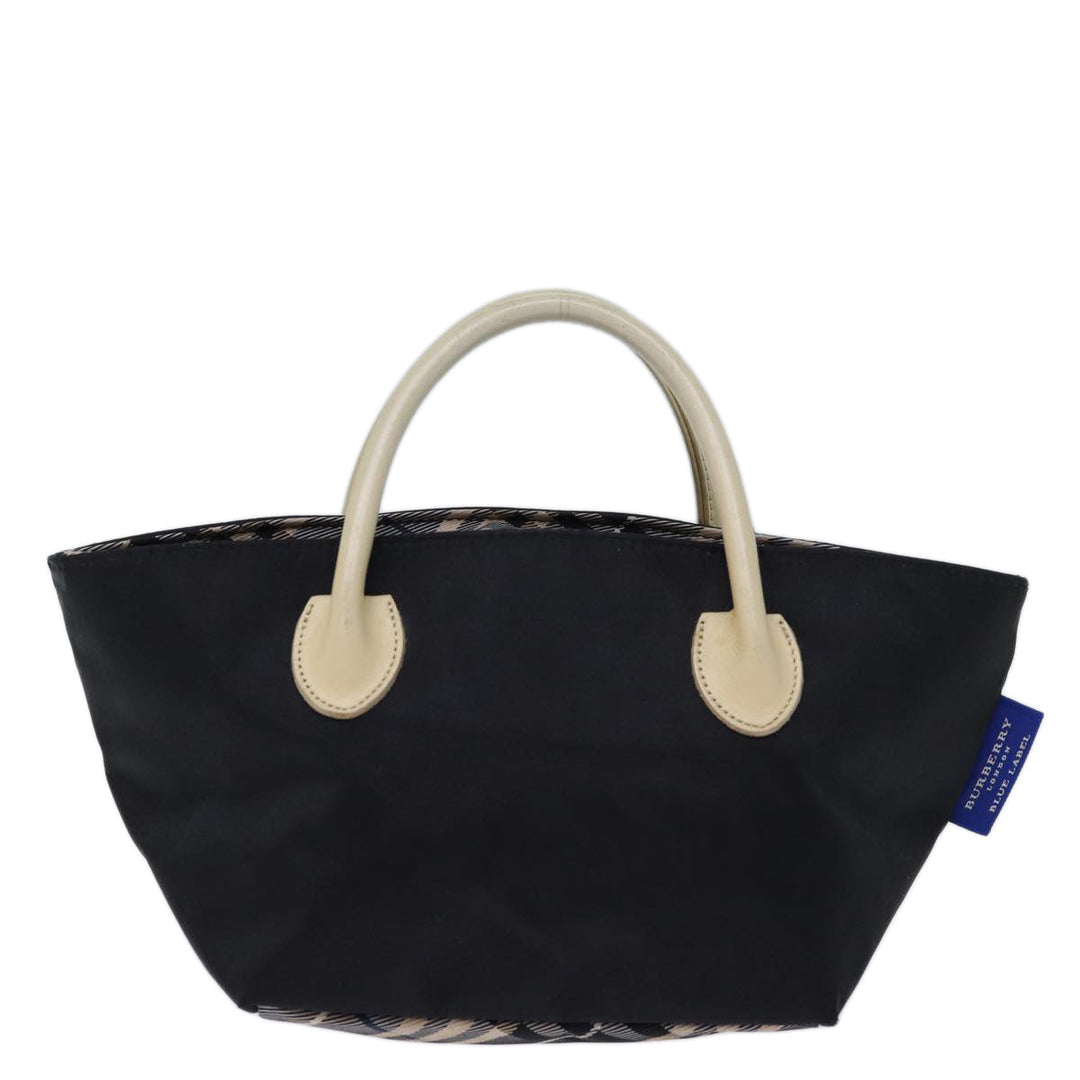 Burberry Nova Check Blue Label Hand Bag Nylon Black Auth cl836