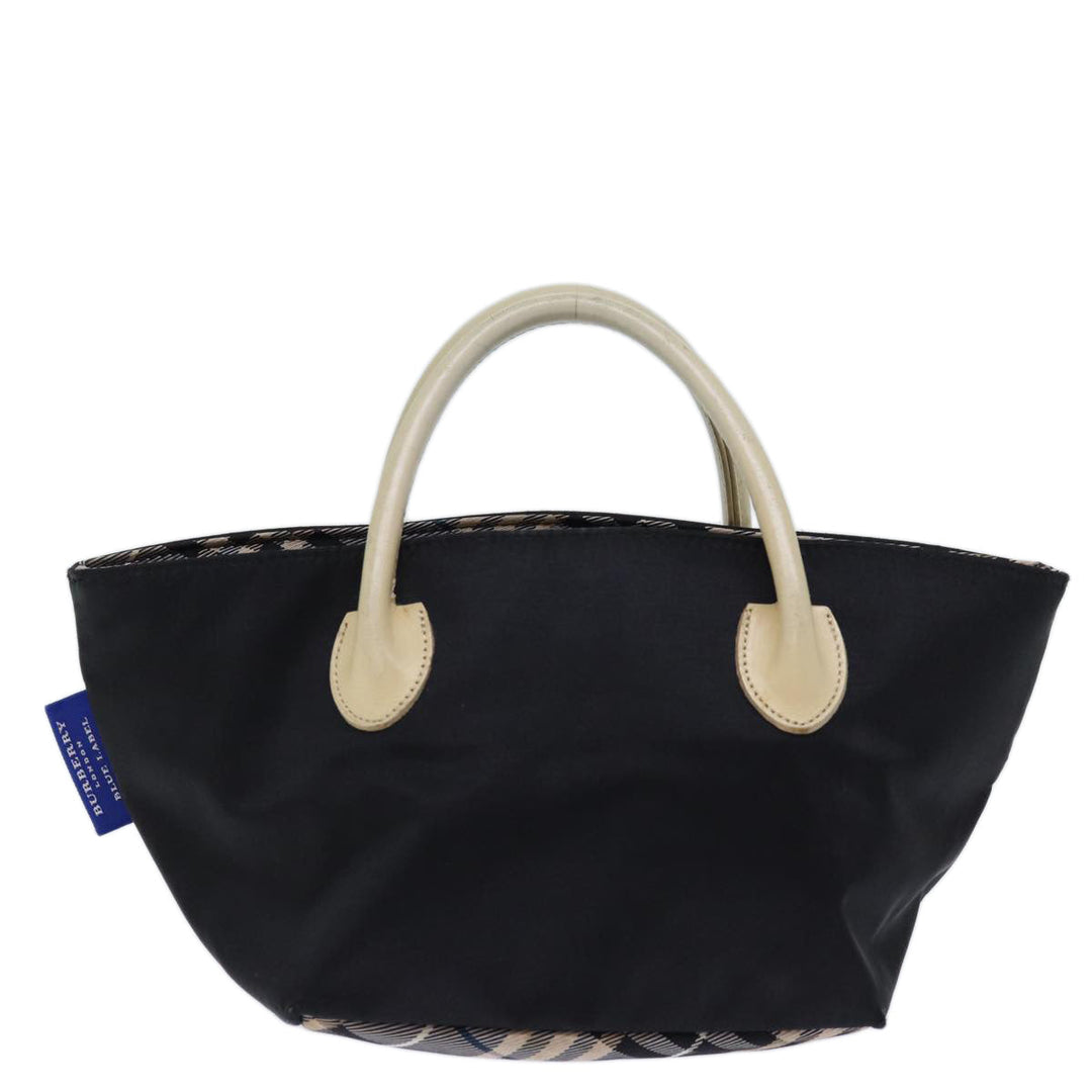Burberry Nova Check Blue Label Hand Bag Nylon Black Auth cl836