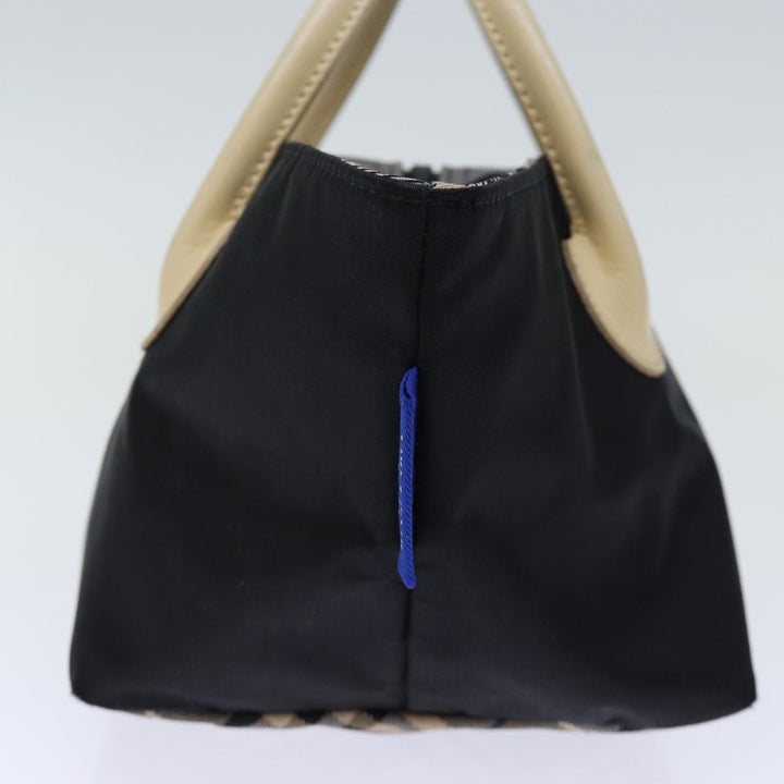 Burberry Nova Check Blue Label Hand Bag Nylon Black Auth cl836