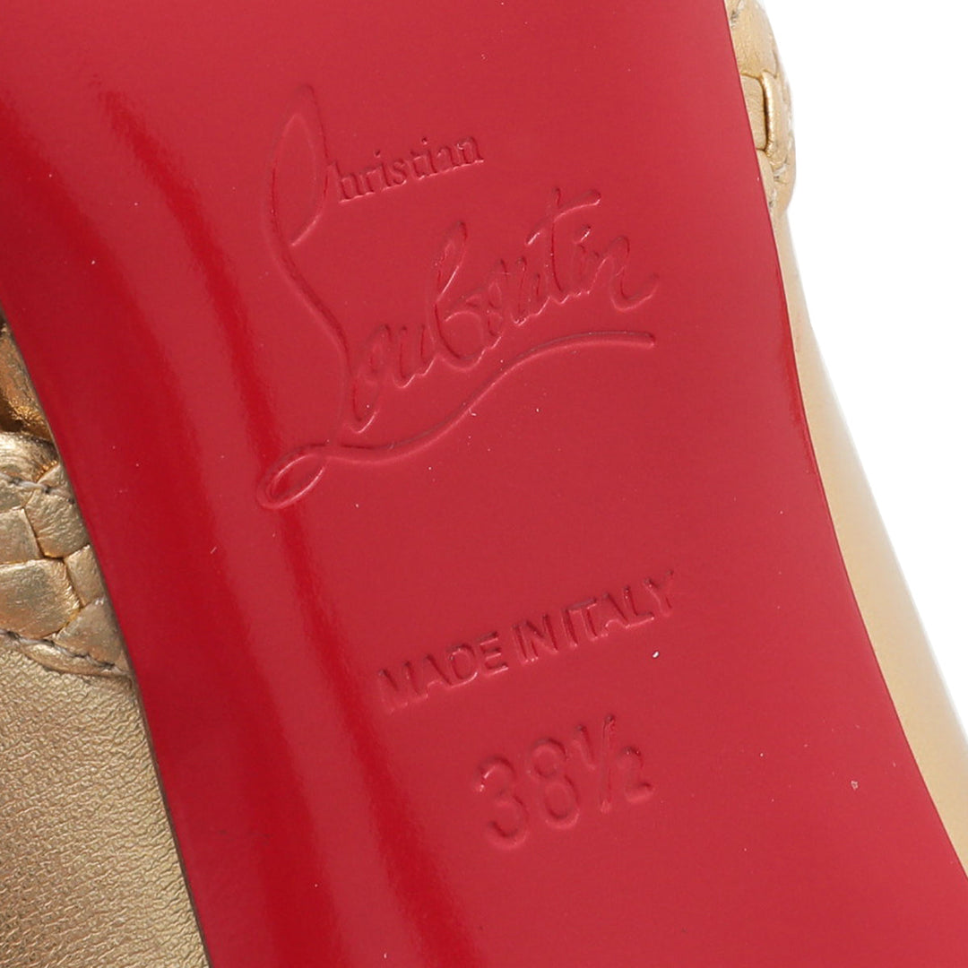 Christian Louboutin Metallic Gold Braided 105 Pumps 38.5