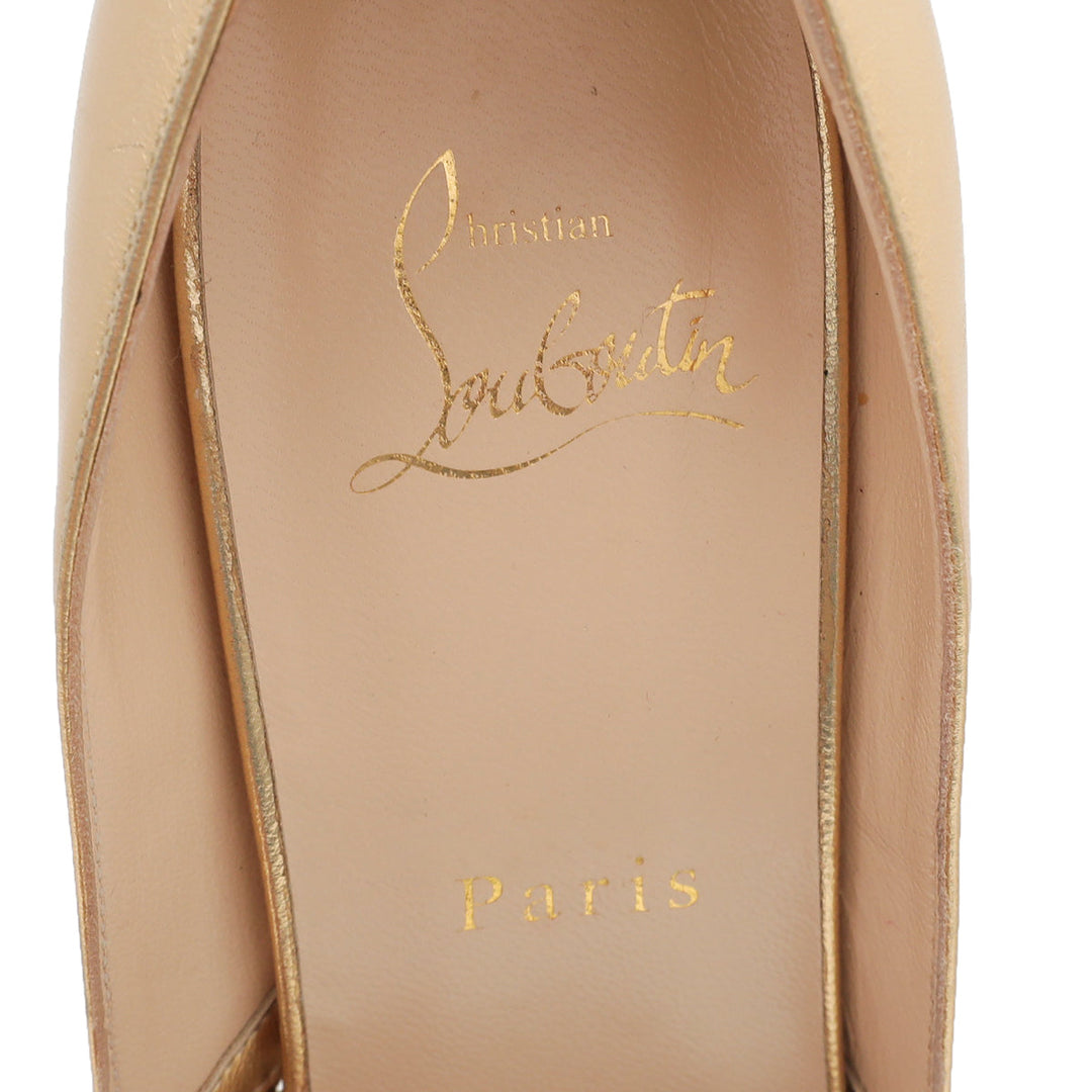 Christian Louboutin Metallic Gold Braided 105 Pumps 38.5
