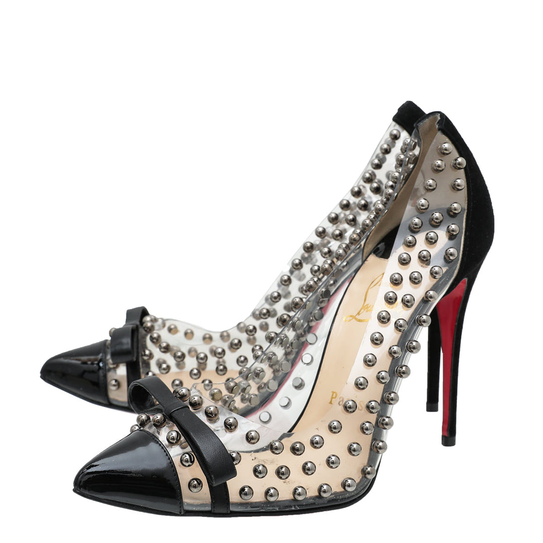 Christian Louboutin Black Bille Et Boule Bow 100 Pumps 38.5