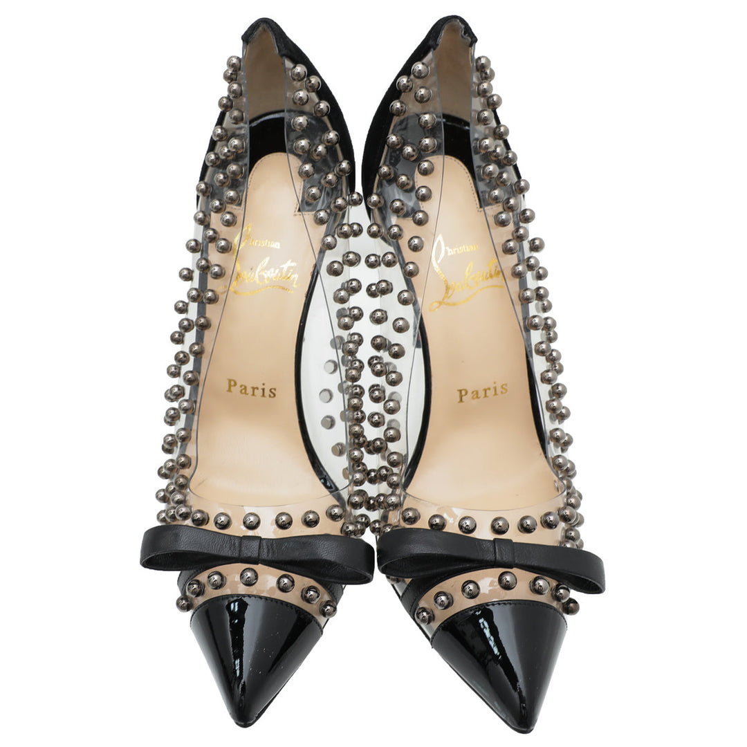 Christian Louboutin Black Bille Et Boule Bow 100 Pumps 38.5
