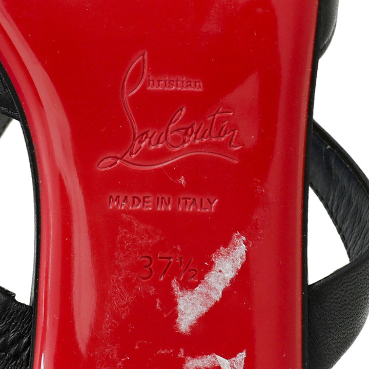 Christian Louboutin Black Choc Lock Point Toe Flat Mule 37.5