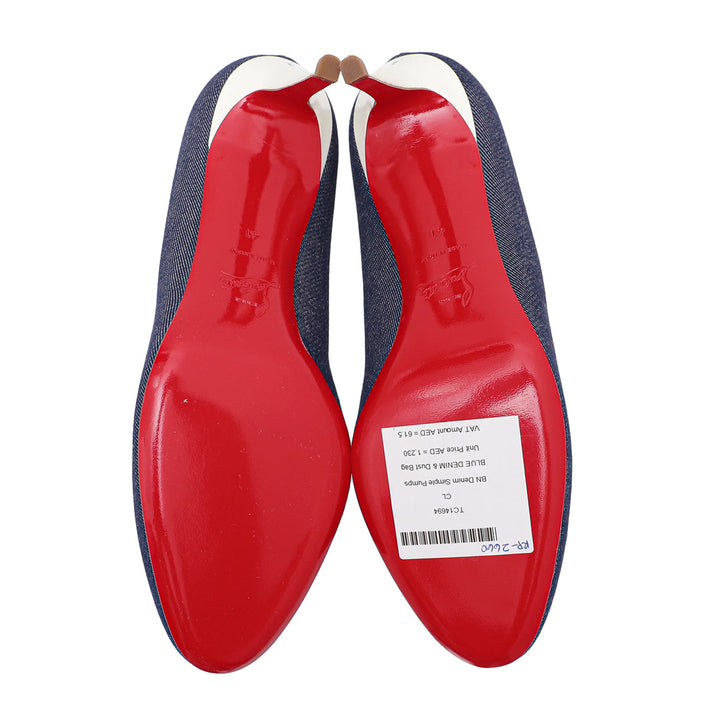 Christian Louboutin Blue Denim Simple Pumps 41