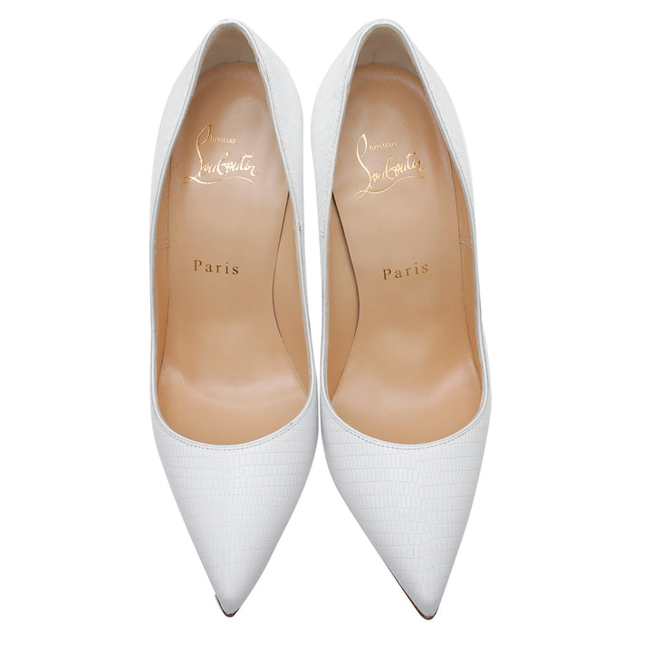 Christian Louboutin White Lizard Effect So Kate Pump 36