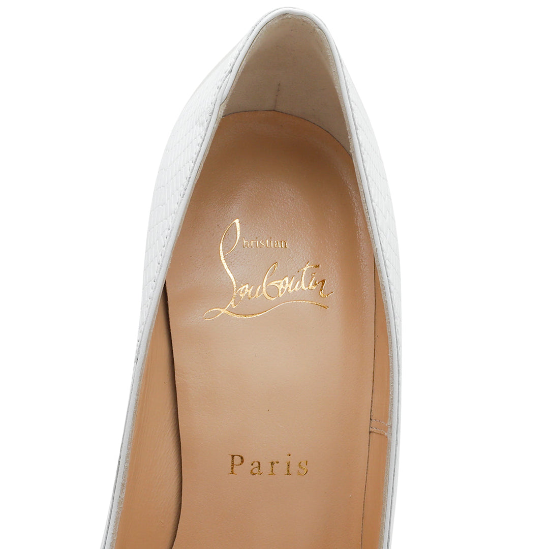 Christian Louboutin White Lizard Effect So Kate Pump 36