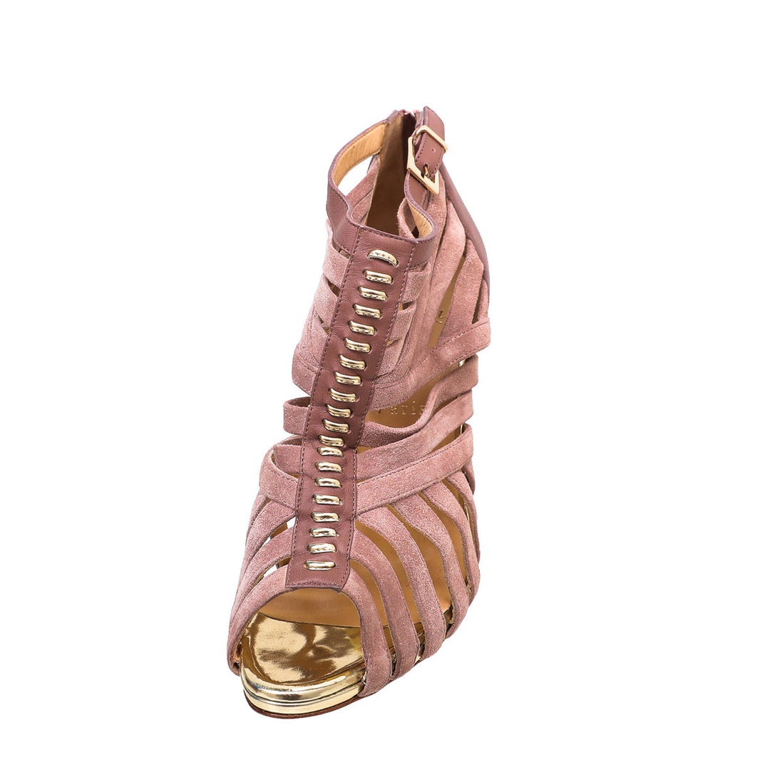 Christian Louboutin Light Rosewood Karina Caged Ankle Bootie 40.5