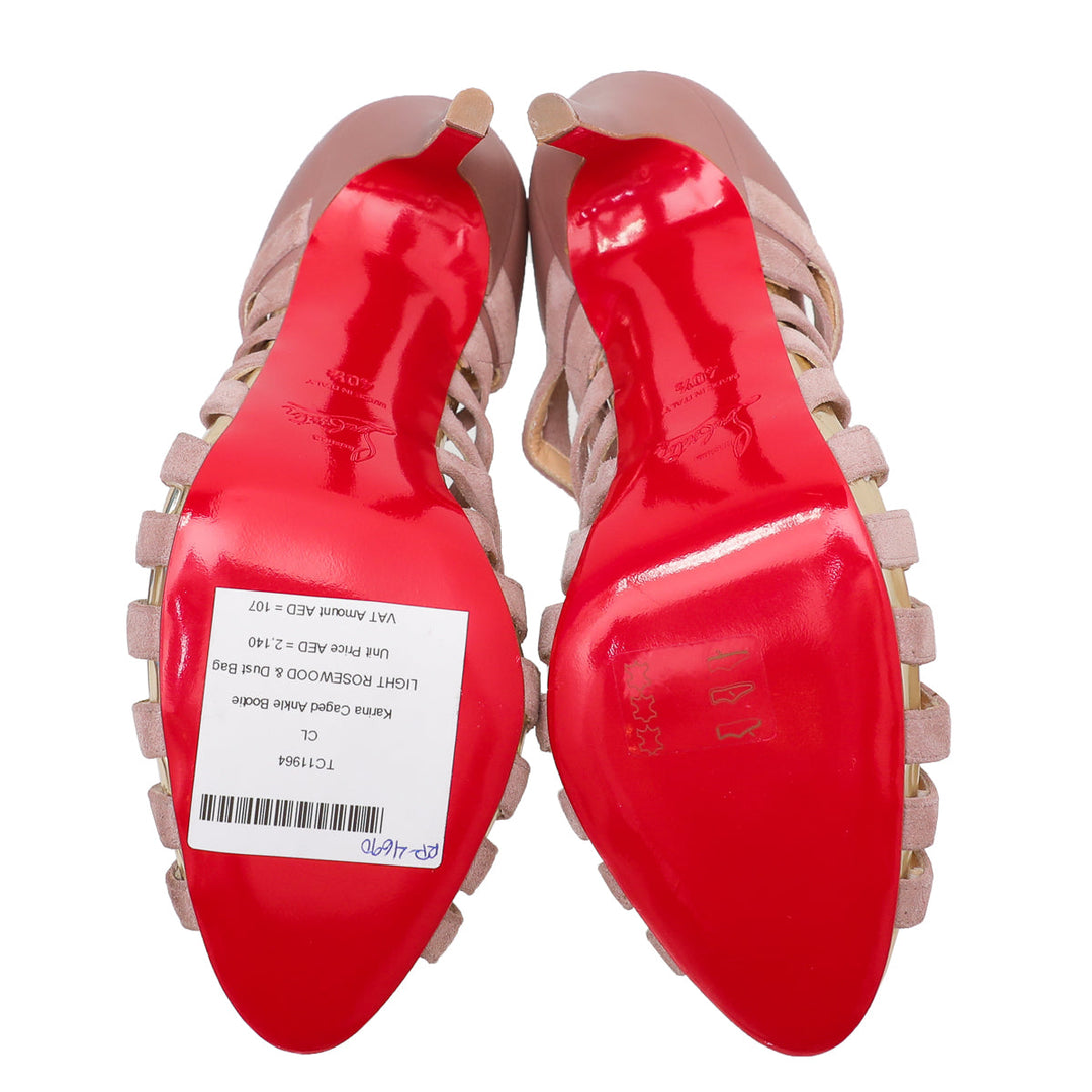 Christian Louboutin Light Rosewood Karina Caged Ankle Bootie 40.5