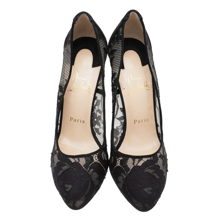 Christian Louboutin Black Lace Dorissima Pump 37