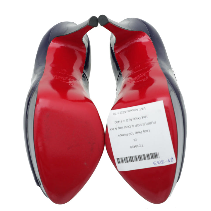 Christian Louboutin Purple Pop Lady Peep 150 Pumps 36