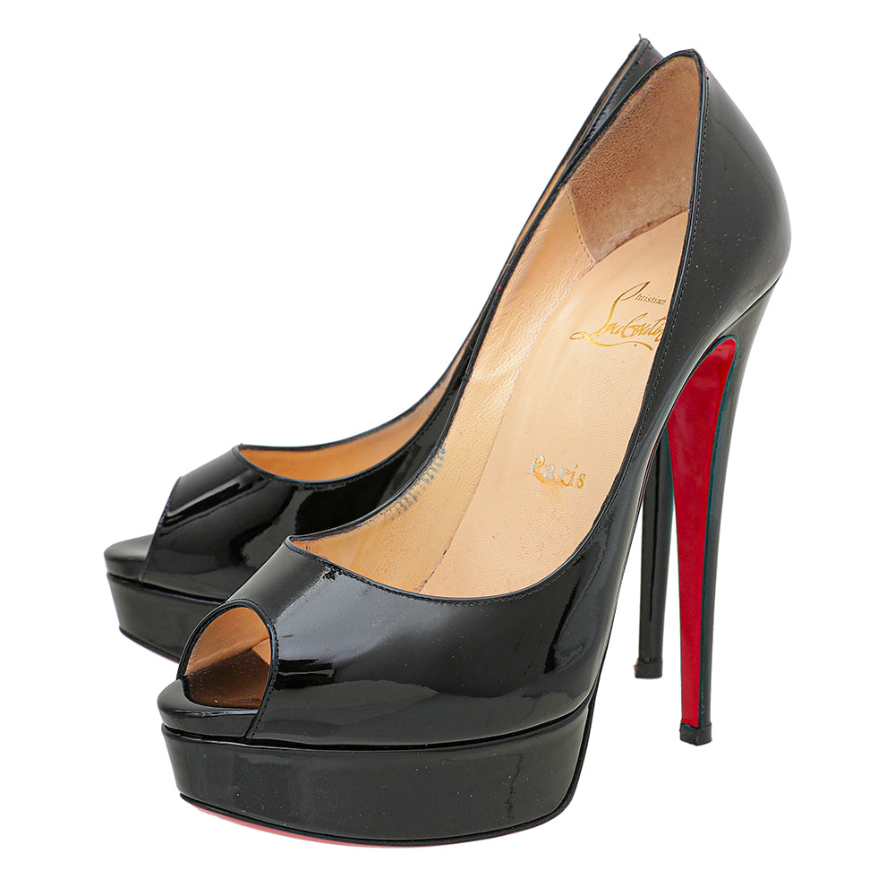Christian Louboutin Black Lady Peep 150mm 38