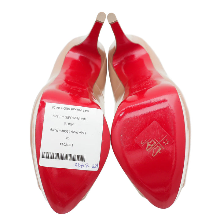 Christian Louboutin Nude Lady Peep 150mm Pump 38