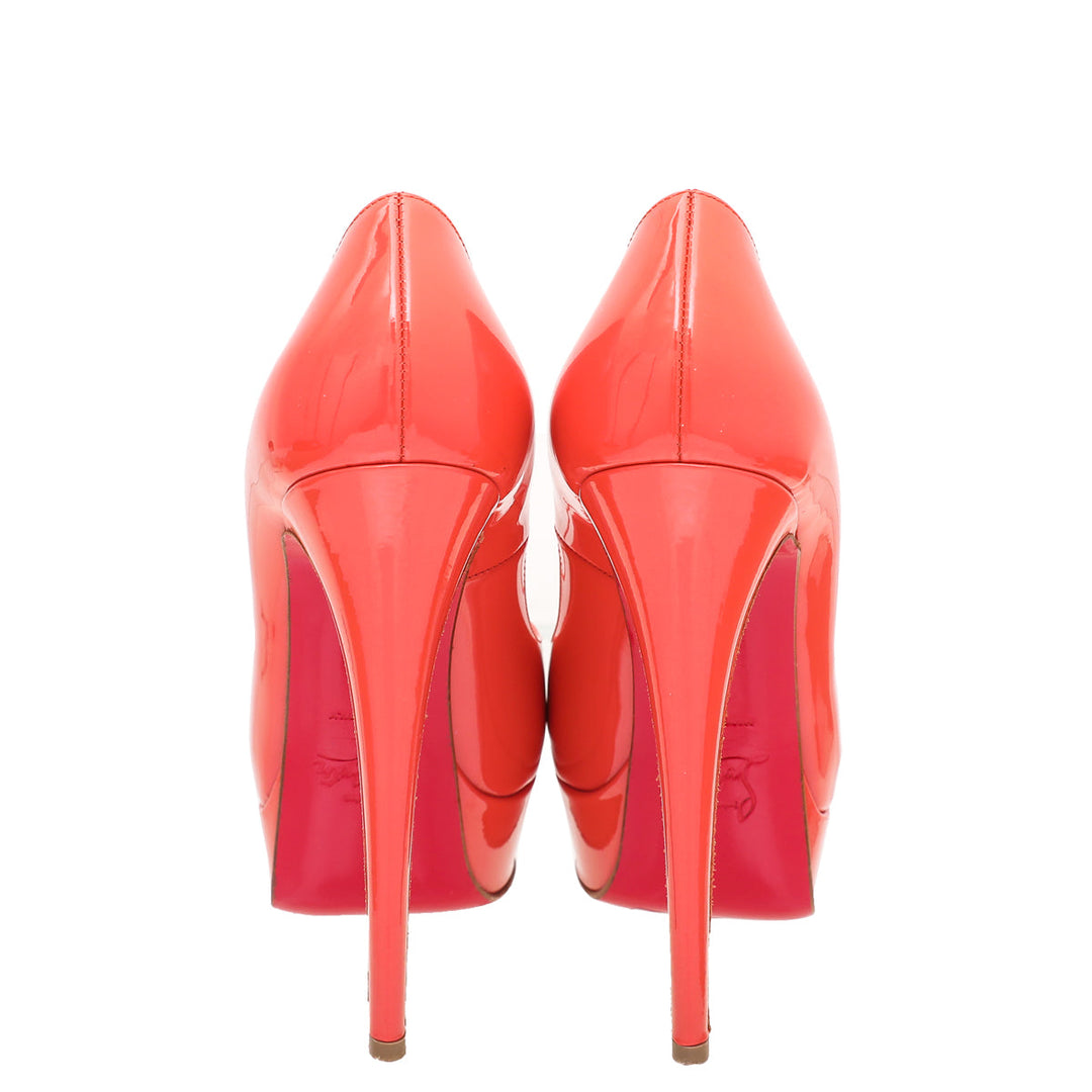Christian Louboutin Peach Lady Peep Platform Pump 37