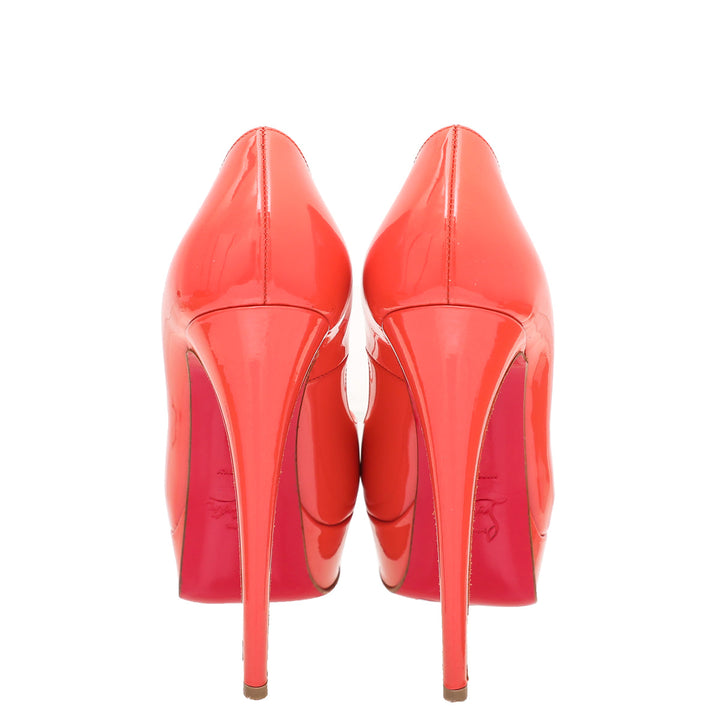 Christian Louboutin Peach Lady Peep Platform Pump 37
