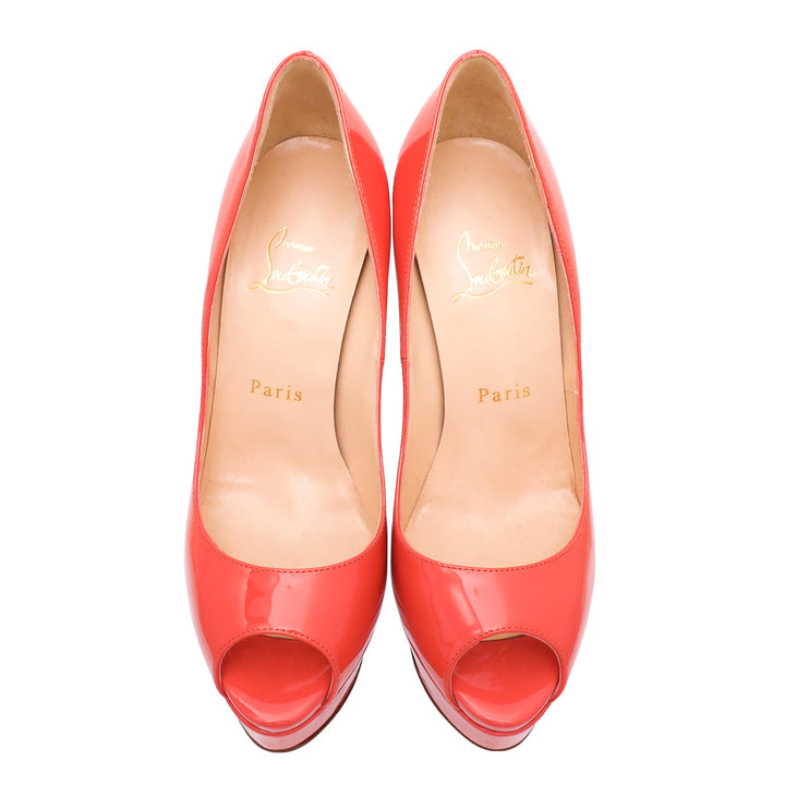 Christian Louboutin Peach Lady Peep Platform Pump 37
