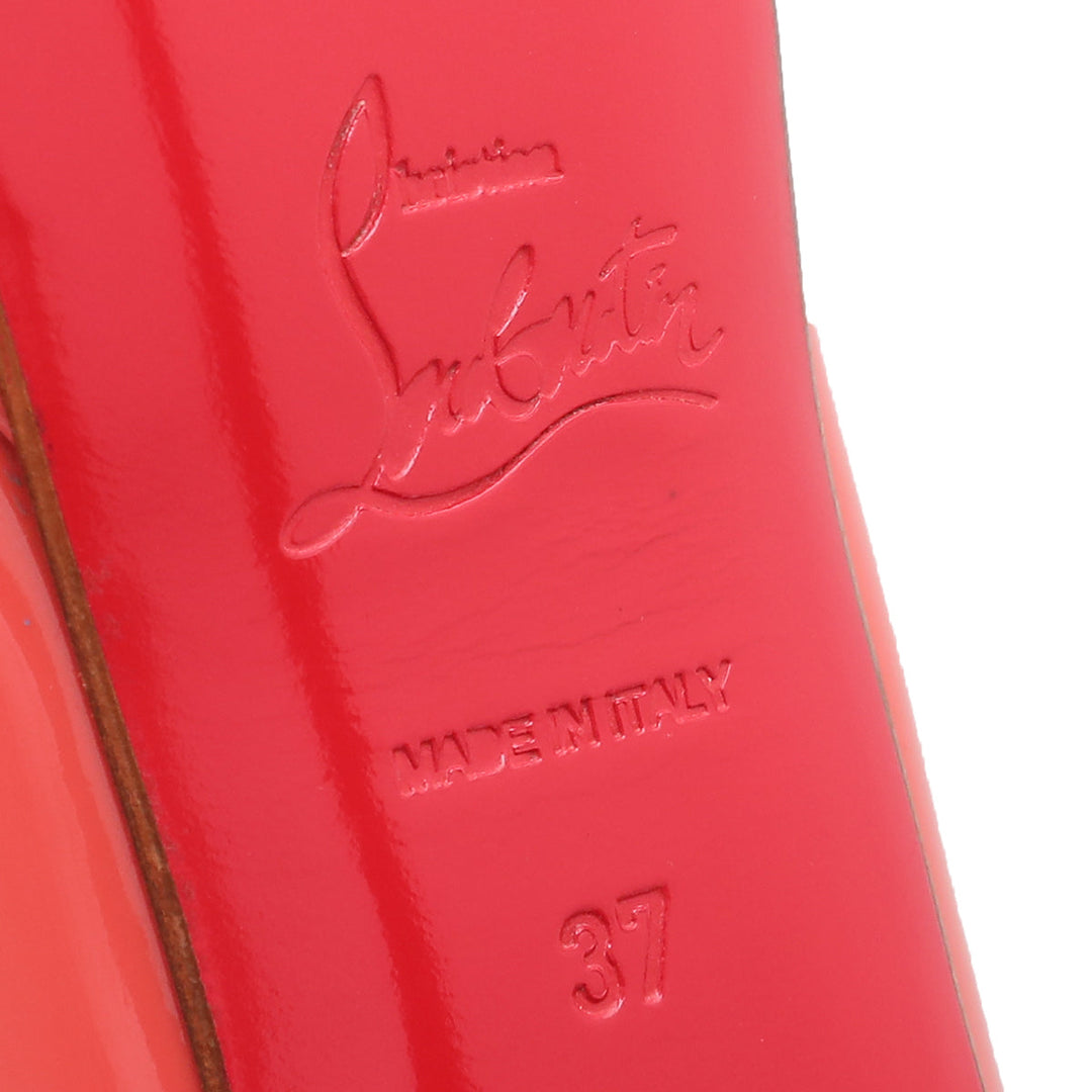 Christian Louboutin Peach Lady Peep Platform Pump 37
