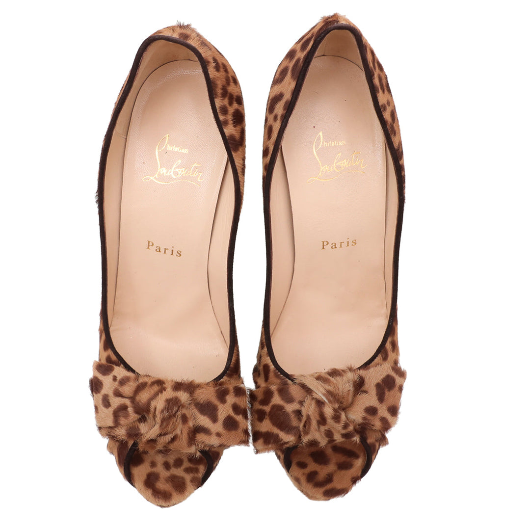 Christian Louboutin Leopard Calf Hair Madame Butterfly Pump 40