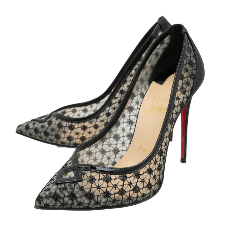 Christian Louboutin Black Neoalto 100 Dentelle Pump 37