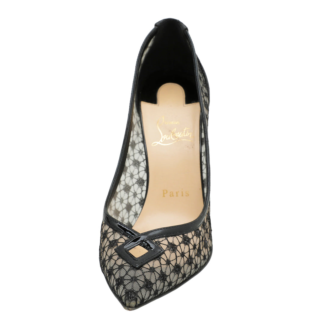 Christian Louboutin Black Neoalto 100 Dentelle Pump 37