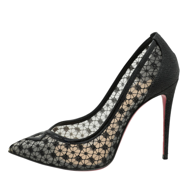 Christian Louboutin Black Neoalto 100 Dentelle Pump 37