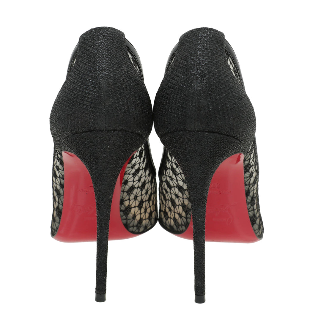 Christian Louboutin Black Neoalto 100 Dentelle Pump 37