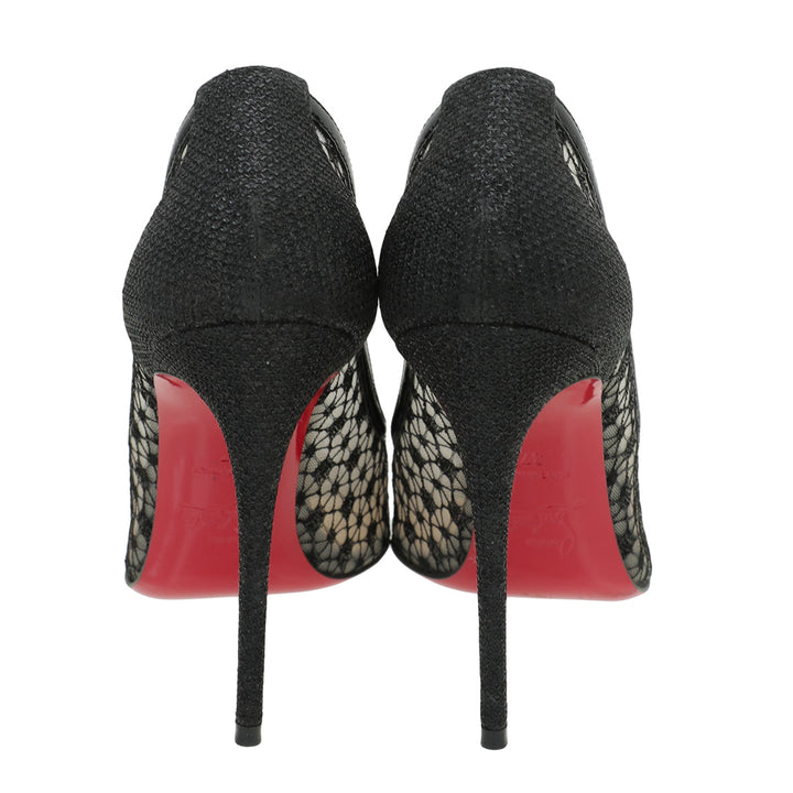 Christian Louboutin Black Neoalto 100 Dentelle Pump 37