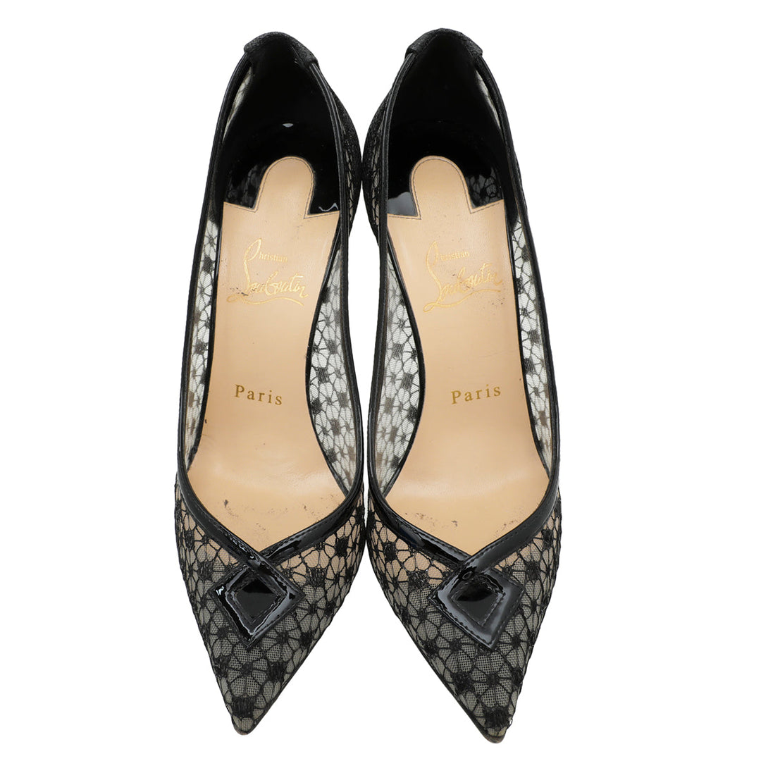 Christian Louboutin Black Neoalto 100 Dentelle Pump 37