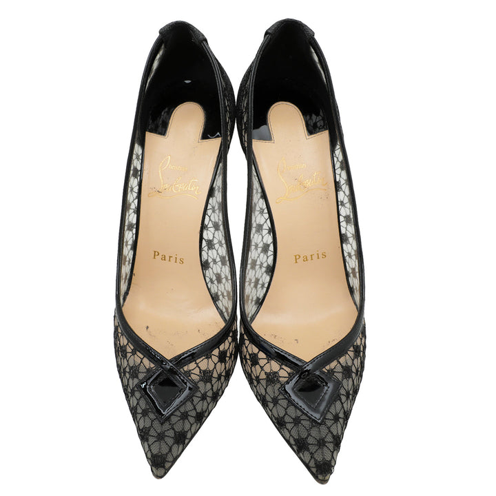 Christian Louboutin Black Neoalto 100 Dentelle Pump 37