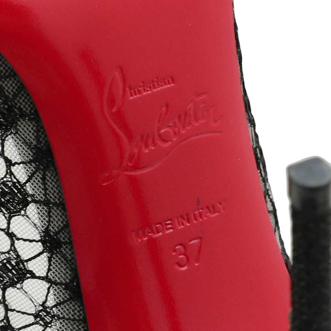 Christian Louboutin Black Neoalto 100 Dentelle Pump 37