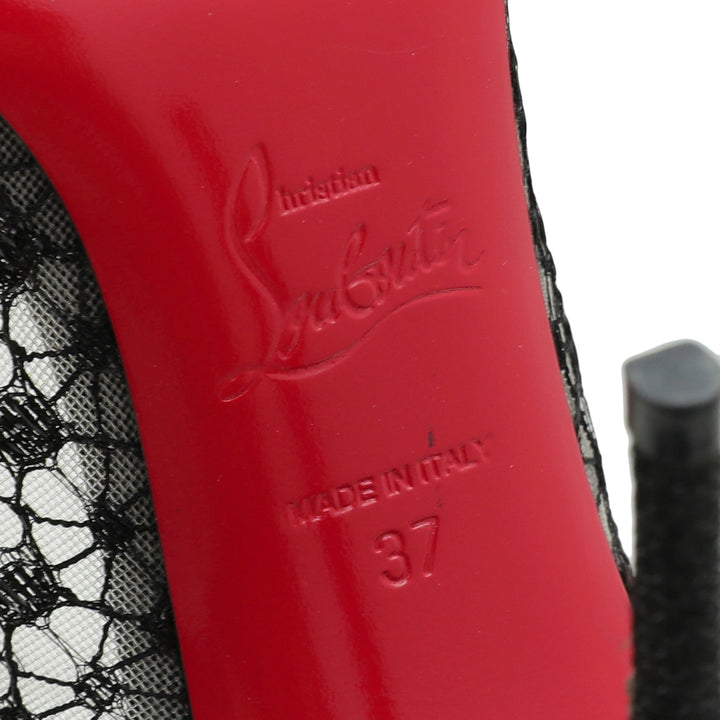 Christian Louboutin Black Neoalto 100 Dentelle Pump 37